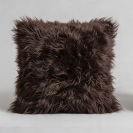 Natural Premium New Zealand Sheepskin Cushion 35 x 35 cm, Dark Chocolate