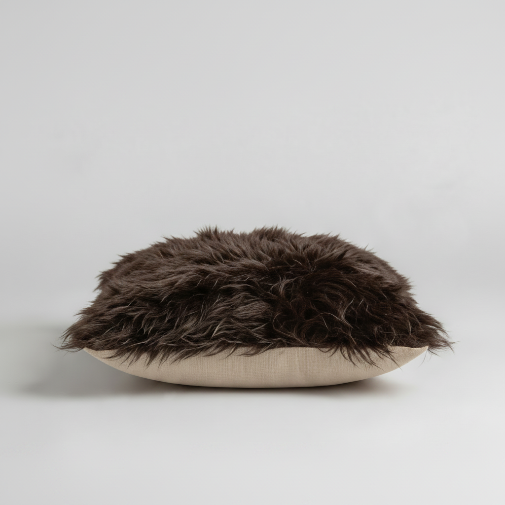 Natural Premium New Zealand Sheepskin Cushion 40 x 40 cm, Dark Chocolate