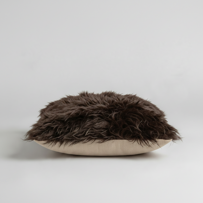 Natural Premium New Zealand Sheepskin Cushion 40 x 40 cm, Dark Chocolate