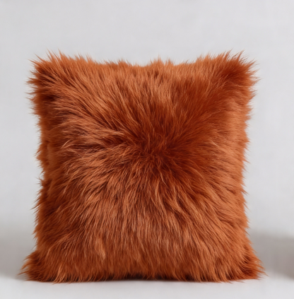 Natural Premium New Zealand Sheepskin Cushion 40 x 40 cm, Tangerine