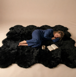 Octo New Zealand Sheepskin Rug & Throw, 8-Pelt, Octo, L200 x W180 cm, Black