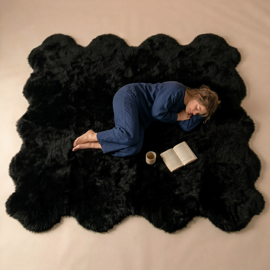 Octo Sheepskin Rug & Throw, XX-Large, L200 x W180 cm, Black