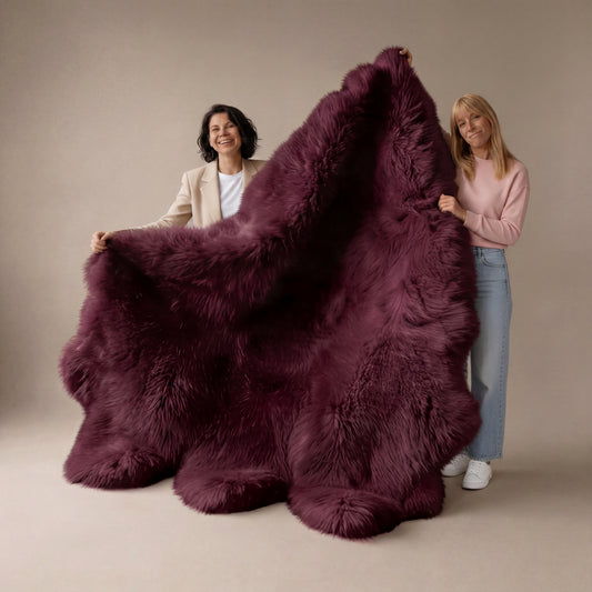 Sexto New Zealand Sheepskin, L180 x W150 cm, X-Large, Aubergine
