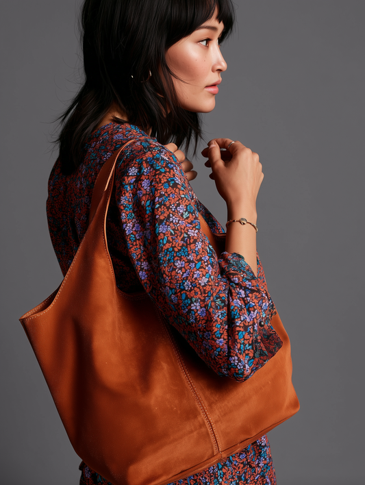 Giannina Suede Leather Shoulder Tote Bag With Internal Pouch by Clemés (7 Colours)