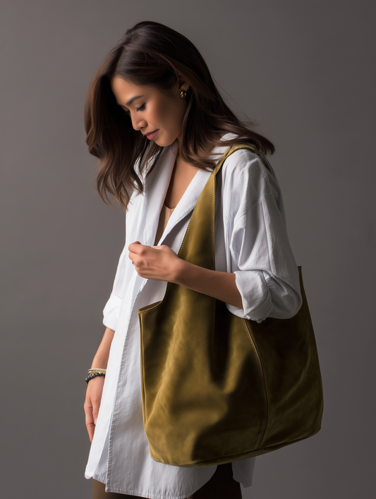Giannina Suede Leather Shoulder Tote Bag With Internal Pouch by Clemés (7 Colours)