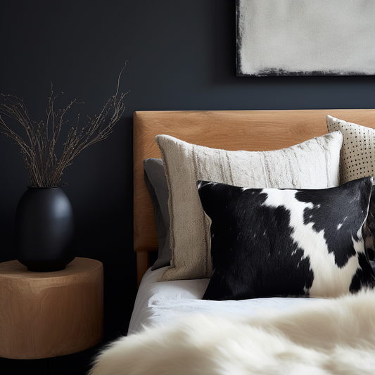 Genuine Cowhide Cushion, Black