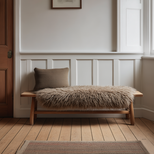 Natural Premium Tibetan Mongolian Sheepskin Rug/Throw, Single, Double (L170 x W60 cm)