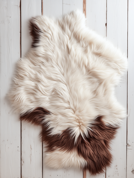 Natural Premium Argentine Criollo Long Hair Goatskin W60-L 60 Chocolate & Ivory
