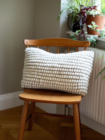 Natural Wool Lumbar Rectangular Cushion 30 x 50 cm