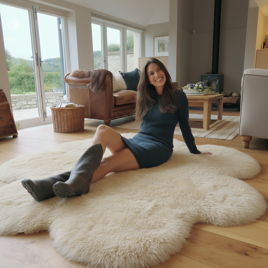 Natural Premium New Zealand Sheepskin Rug & Throw, Sexto, L180 x W150 cm (3 Colours)