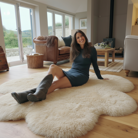 Natural Premium New Zealand Sheepskin Rug & Throw, Sexto, L180 x W150 cm (3 Colours)