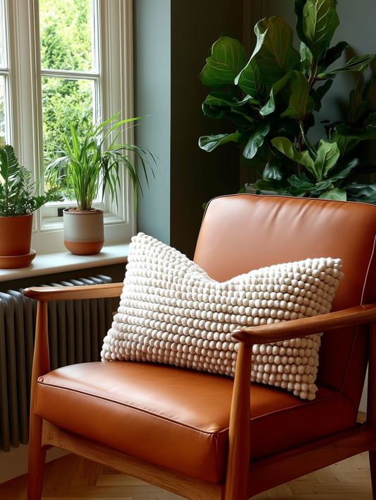 Natural Wool Lumbar Rectangular Cushion 30 x 50 cm