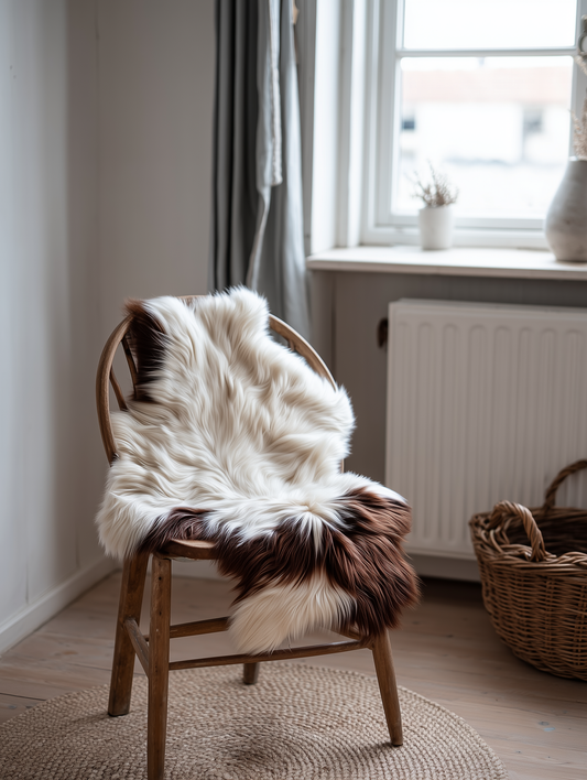 Natural Premium Argentine Criollo Long Hair Goatskin W60-L 60 Chocolate & Ivory