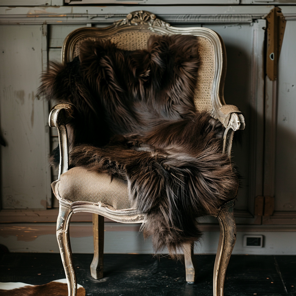 Natural Premium Argentine Criollo Long Hair Goatskin, Chocolate