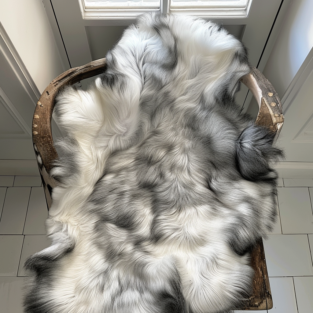 Natural Premium Argentine Criollo Long Hair Goatskin, Light Grey