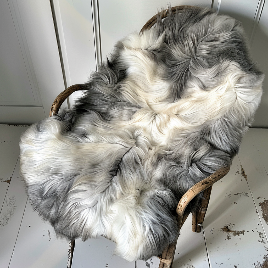 Natural Premium Argentine Criollo Long Hair Goatskin, Light Grey