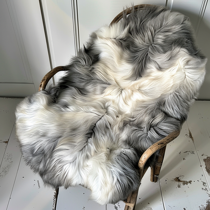 Natural Premium Argentine Criollo Long Hair Goatskin, Light Grey