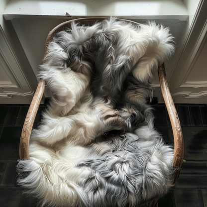 Natural Premium Argentine Criollo Long Hair Goatskin, Light Grey