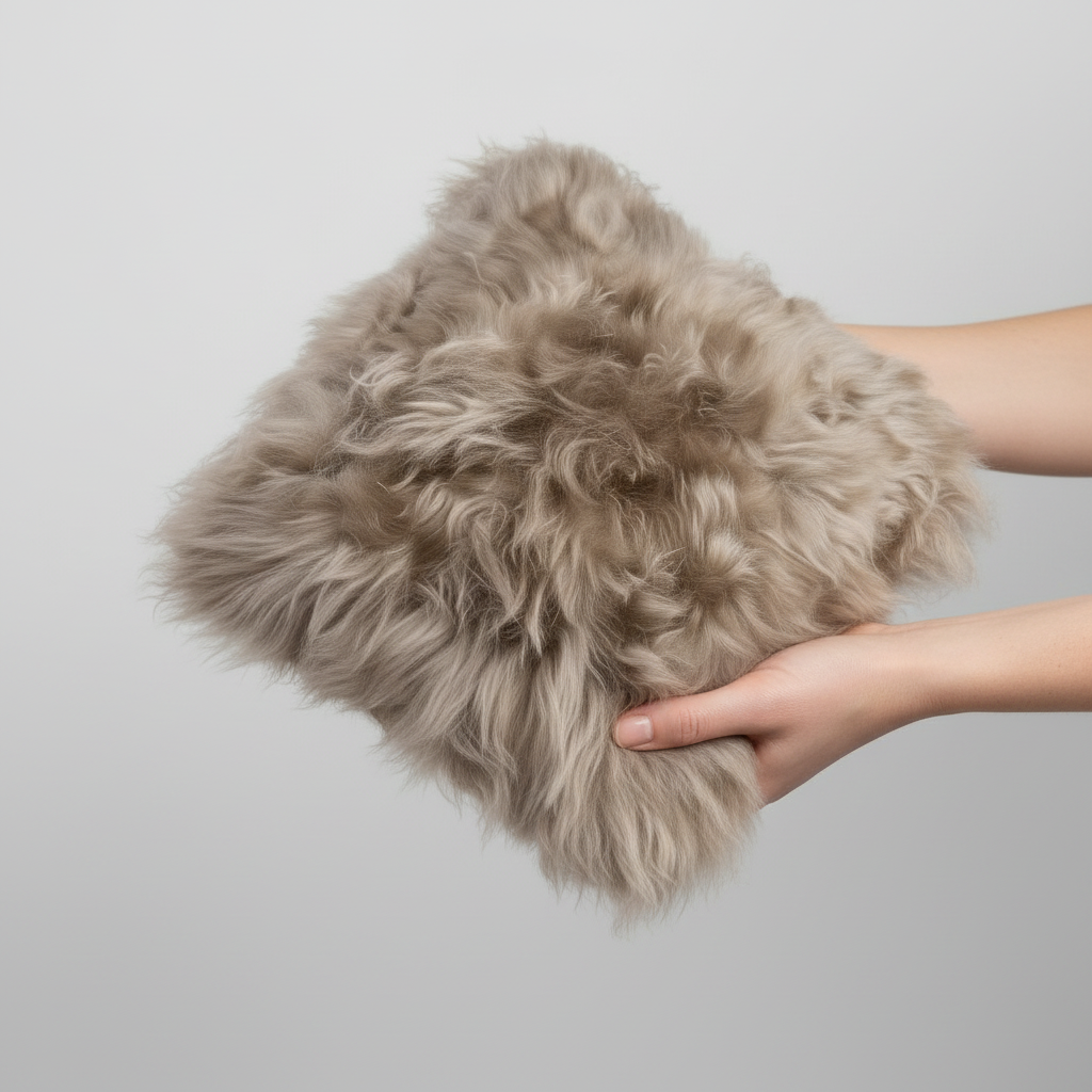 Natural Premium New Zealand Sheepskin Cushion 40 x 40 cm (Taupe)