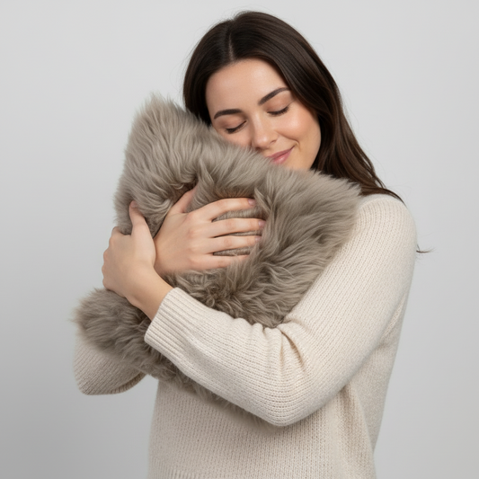 Natural Premium New Zealand Sheepskin Cushion 40 x 40 cm (Taupe)