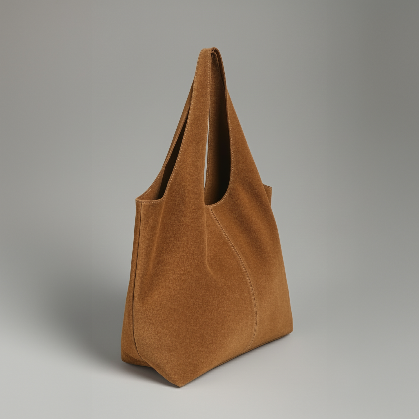 Giannina Suede Leather Shoulder Tote Bag With Internal Pouch by Clemés (Tan)