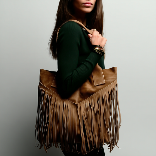 Isadora Suede Fringe Leather Tote Bag with Matching Jewellery Case by Clemés (4 Colours)