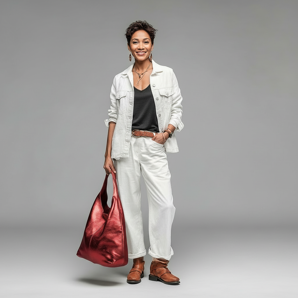 Silvia Metallic Suede Leather Slouch Shoulder Bag by Clemés, Red