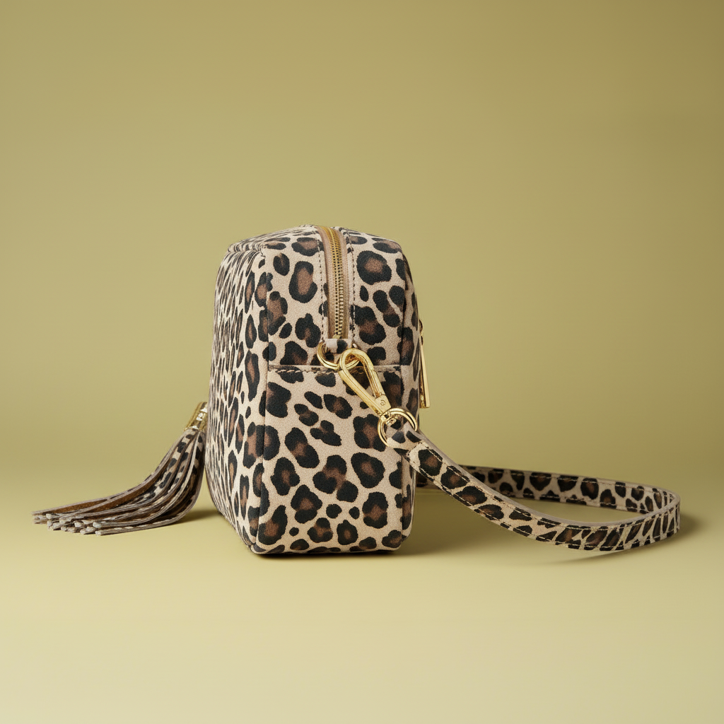 Éloise Leopard Print Genuine Leather Tassel Camera Bag by Clemés