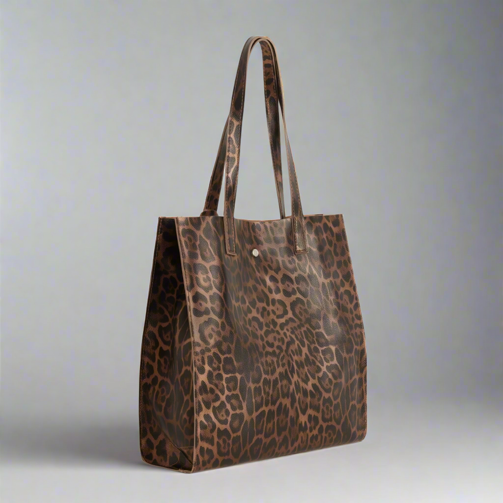 Lupa Leopard Print Leather Shopper Bag with Pouch by Clemés