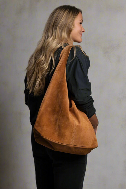 Silvia Suede Leather Slouch Tote Shoulder Bag by Clemés (13 colours)