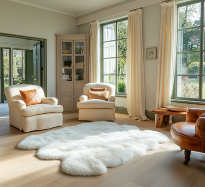 Natural Premium New Zealand Sheepskin Rug & Throw, Sexto, W180 x L180 cm, Ivory