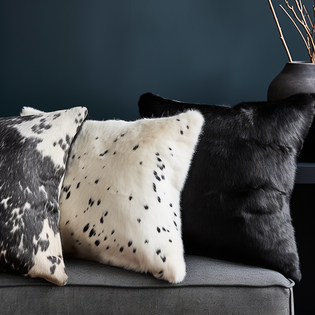 Genuine Cowhide Cushion Black