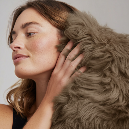 Natural Premium New Zealand Sheepskin Cushion 40 x 40 cm (Taupe)