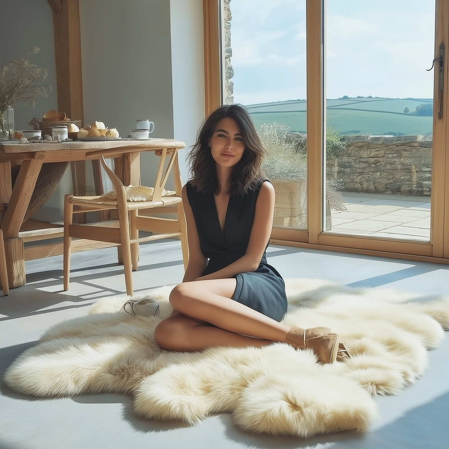 Natural Premium New Zealand Sheepskin Rug & Throw, Sexto, L180 x W150 cm (3 Colours)