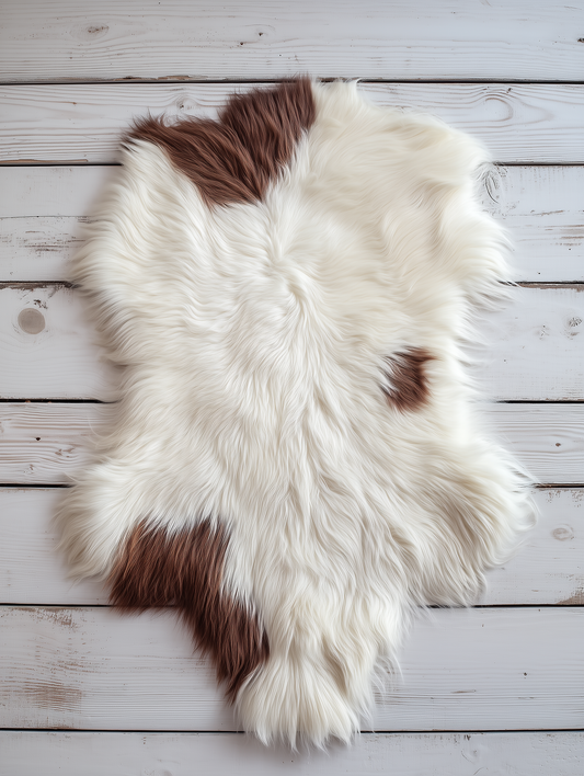 Natural Premium Argentine Criollo Long Hair Goatskin W60-L 60 Chocolate & Ivory