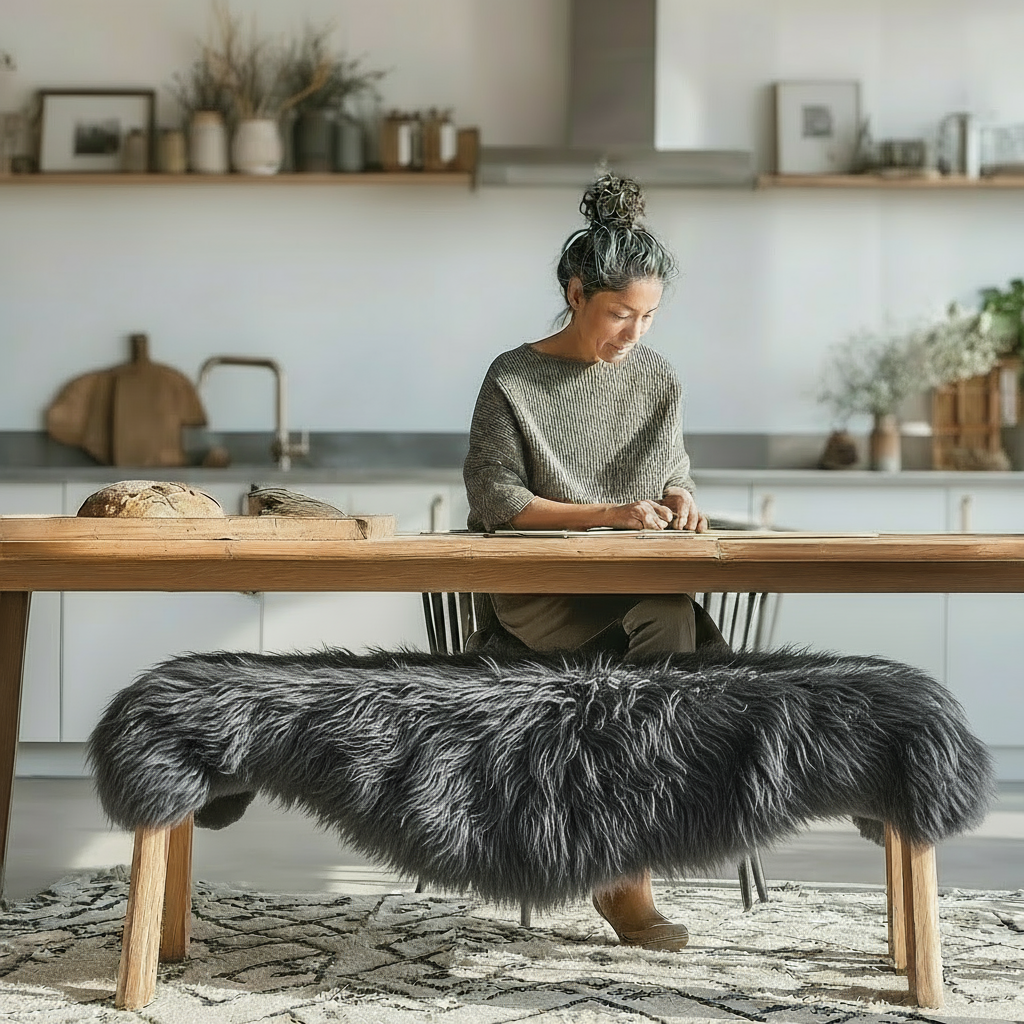 Natural Premium New Zealand Sheepskin Rug & Throw, Double, W65 x L180 cm (Charcoal)