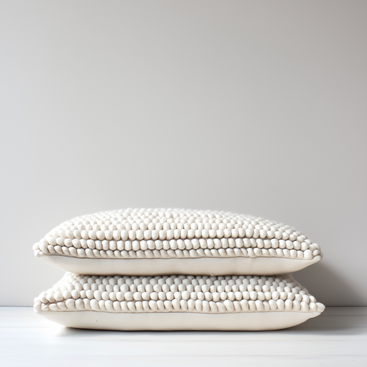 Pair of Natural Wool Lumbar Rectangular Cushion 30 x 50 cm