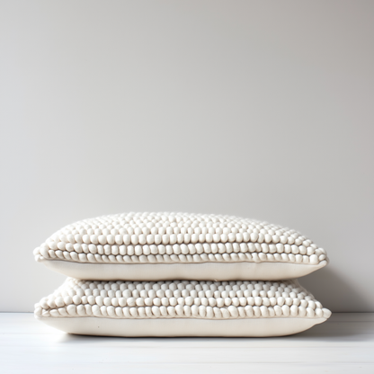Pair of Natural Wool Lumbar Rectangular Cushion 30 x 50 cm
