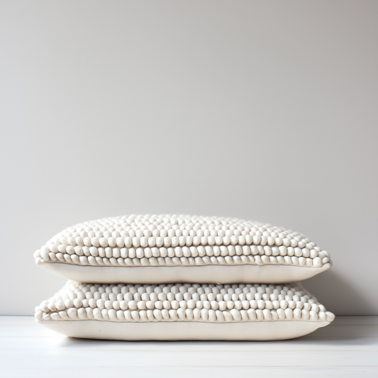Pair of Natural Wool Lumbar Rectangular Cushion 30 x 50 cm