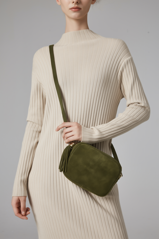 Éloise Real Suede Tassel Camera Bag by Clemés