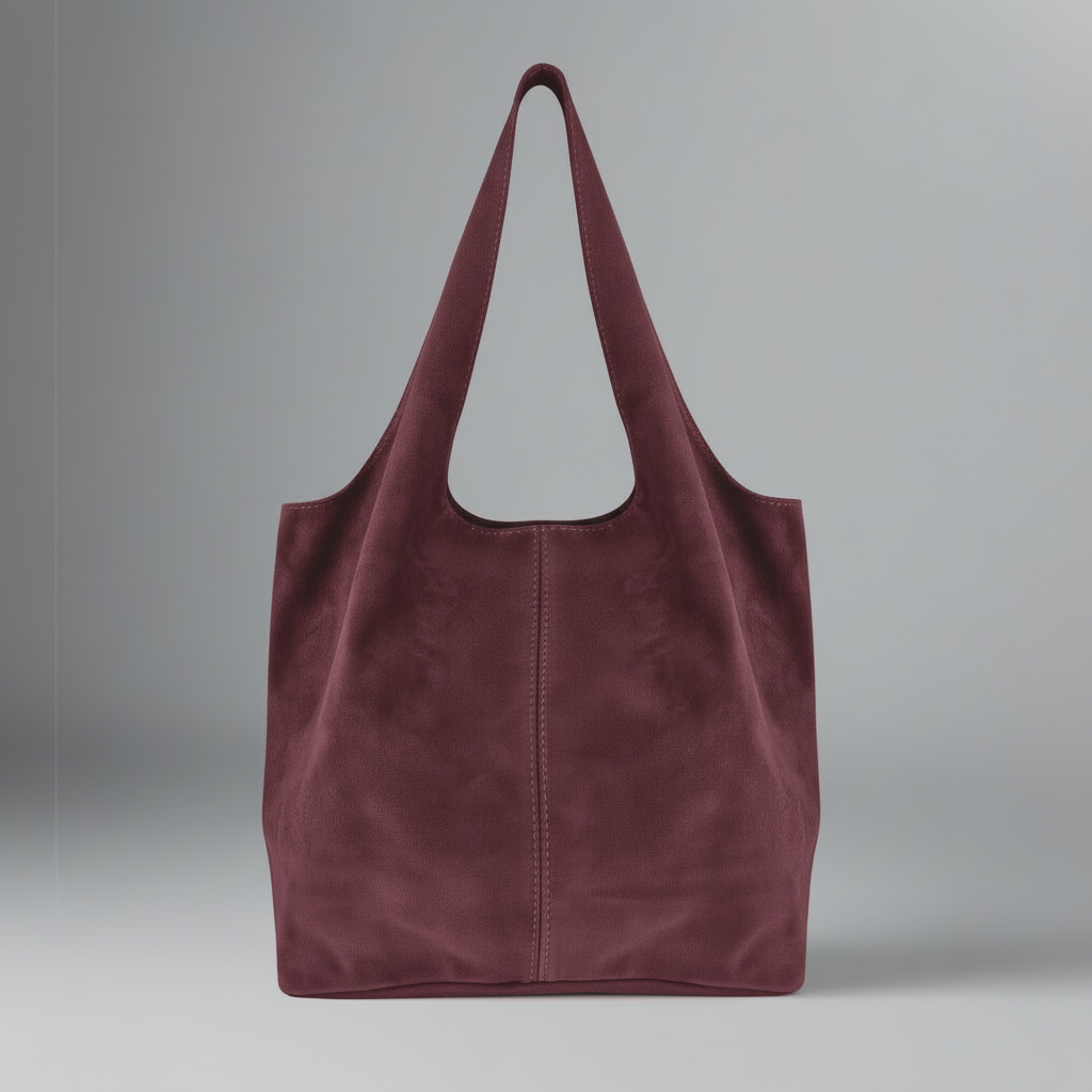 Giannina Suede Leather Shoulder Tote Bag With Internal Pouch by Clemés (Mulberry)