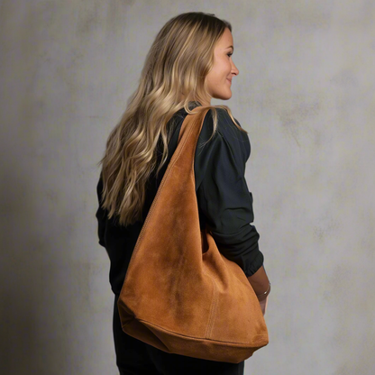 Silvia Suede Leather Slouch Tote Shoulder Bag by Clemés (13 colours)