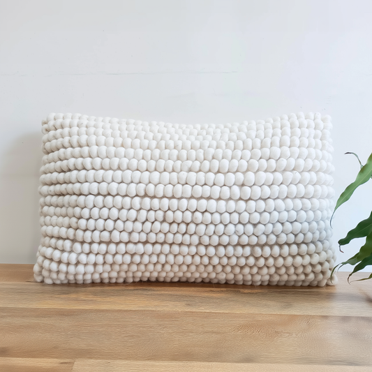 Natural Wool Lumbar Rectangular Cushion 30 x 50 cm