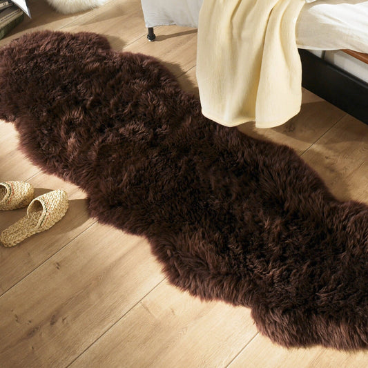 Natural Premium New Zealand Sheepskin Rug & Throw, Double, W65 x L180 cm, Chocolate