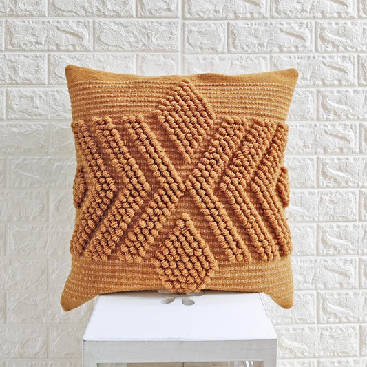 Ochre Trellis Natural Wool Cushion Cover 50 x 50 cm