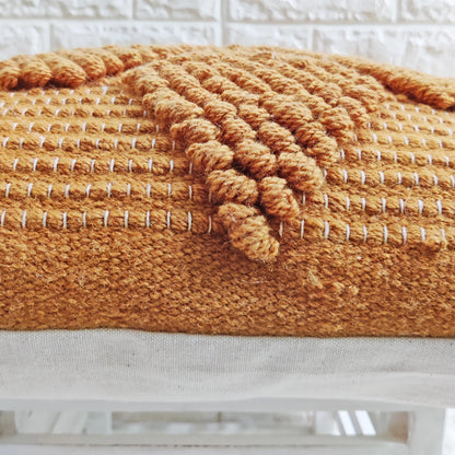 Ochre Trellis Natural Wool Cushion 50 x 50 cm