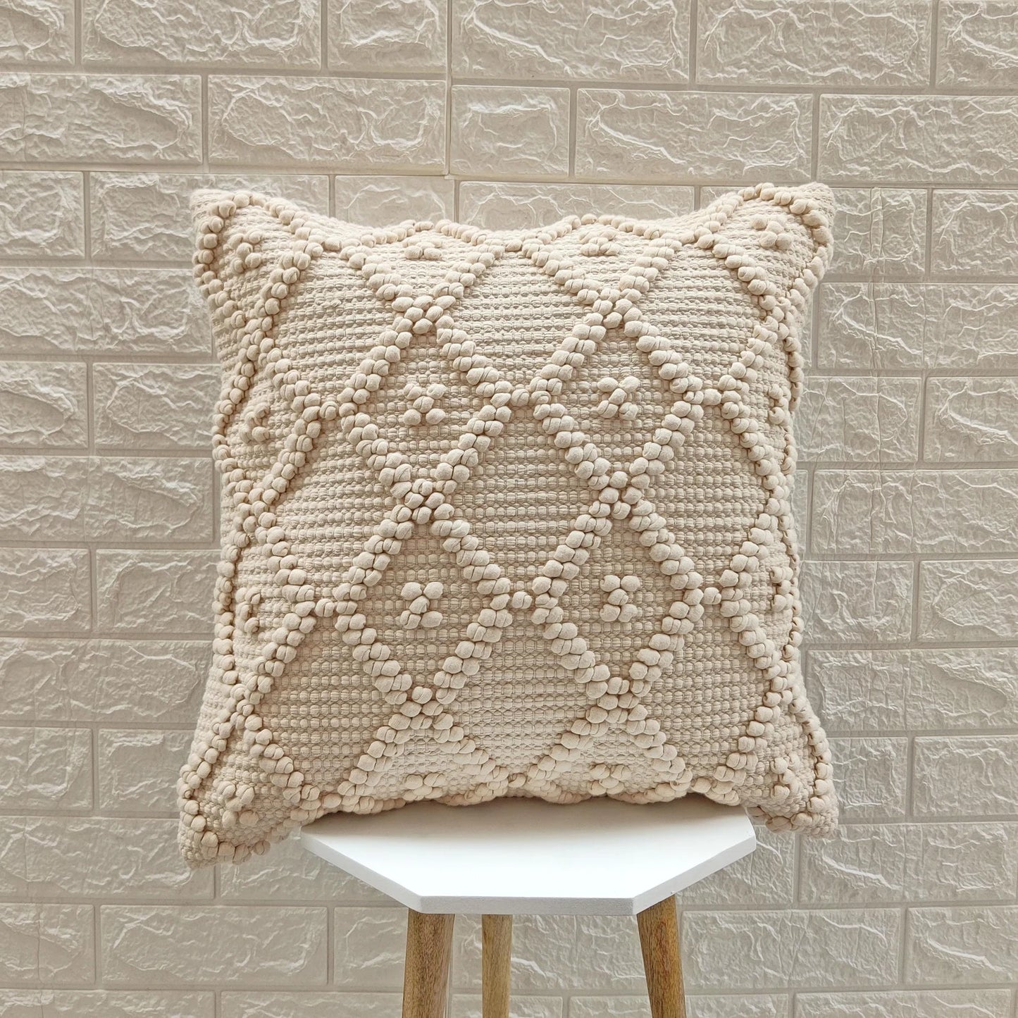 Atlas Diamond Natural Wool Cushion 50 x 50 cm
