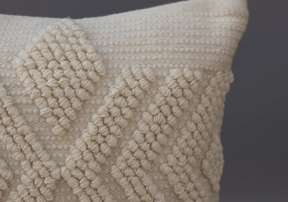 Ivory Trellis Natural Wool Cushion 50 x 50 cm