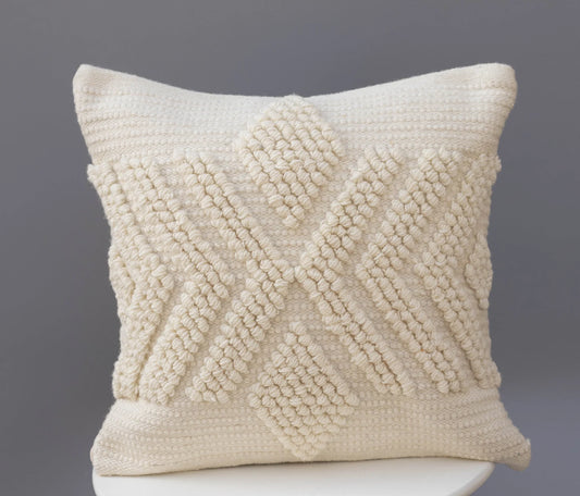 Ivory Trellis Natural Wool Cushion 50 x 50 cm