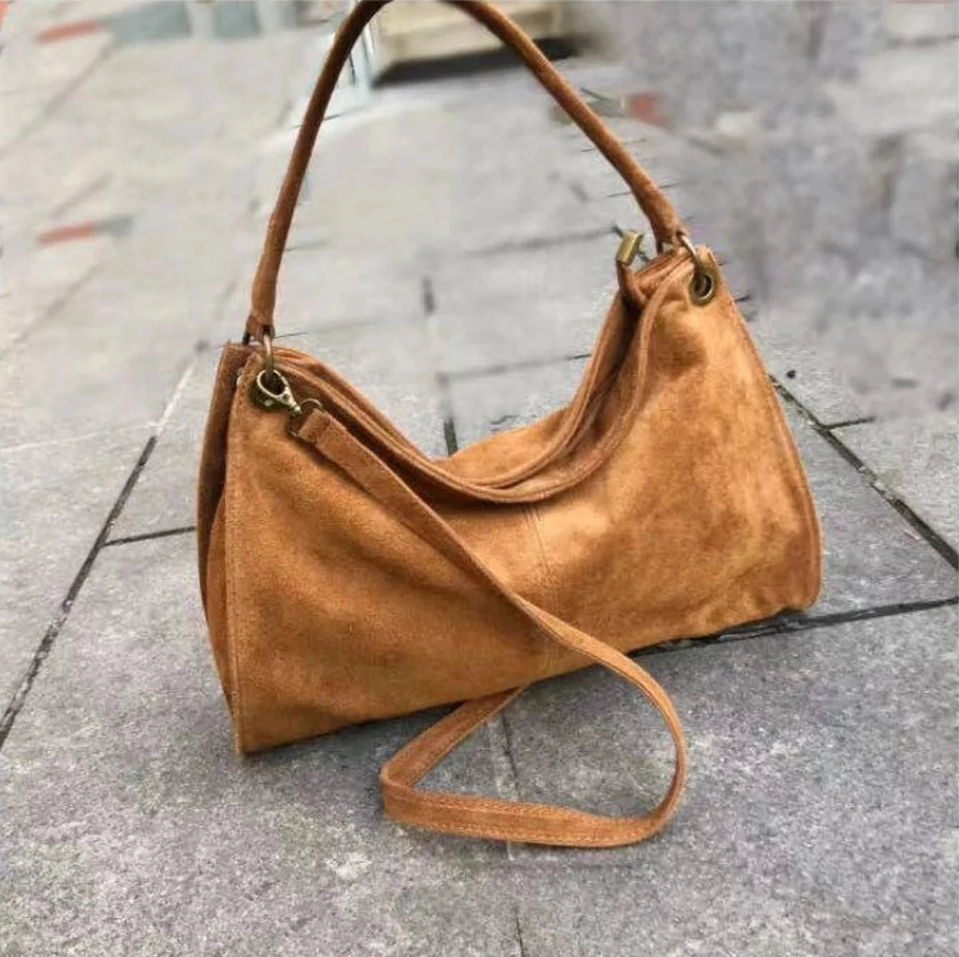 Riccio Suede Leather Shoulder Bag by Clemés (7 Colours)